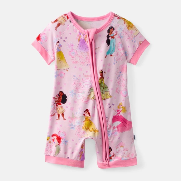 NWT 12-18M Little Sleepies Princess Garden Shorty Zippy Disney Pink